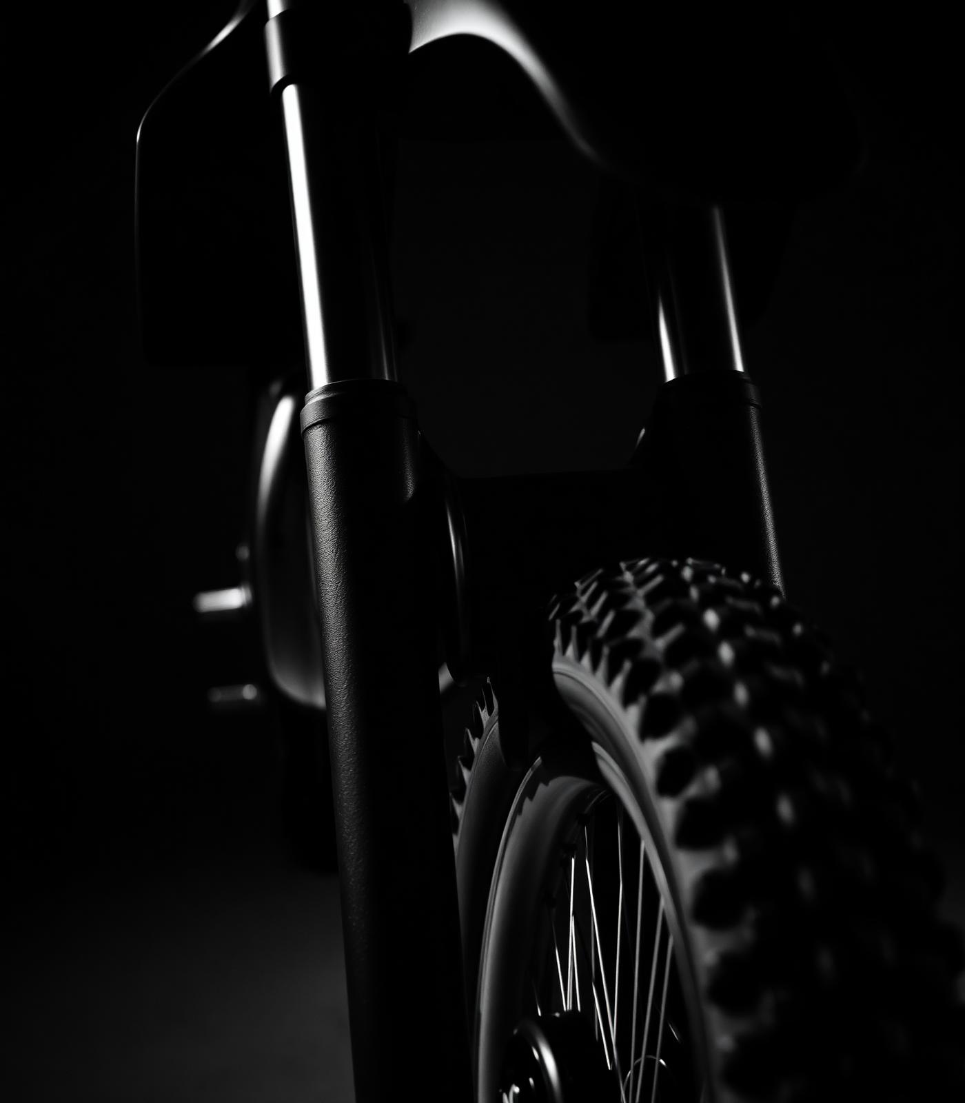 Electric dirt bike front fork detail